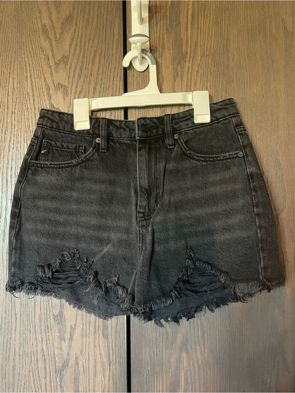 KanCan Black Distressed High-Rise Jean Shorts